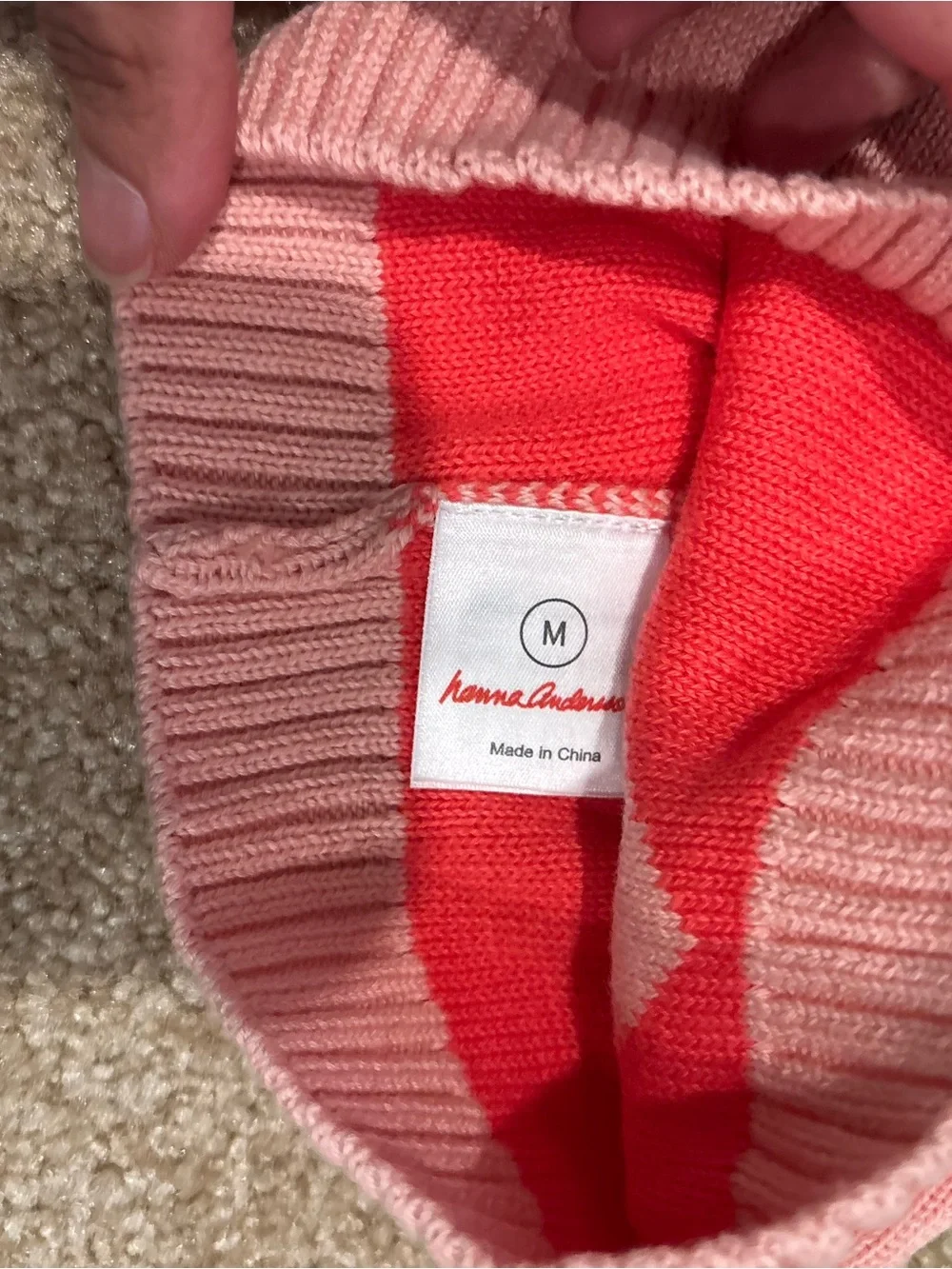 Hanna Andersson Pink Knit Pom Beanie with Red Heart